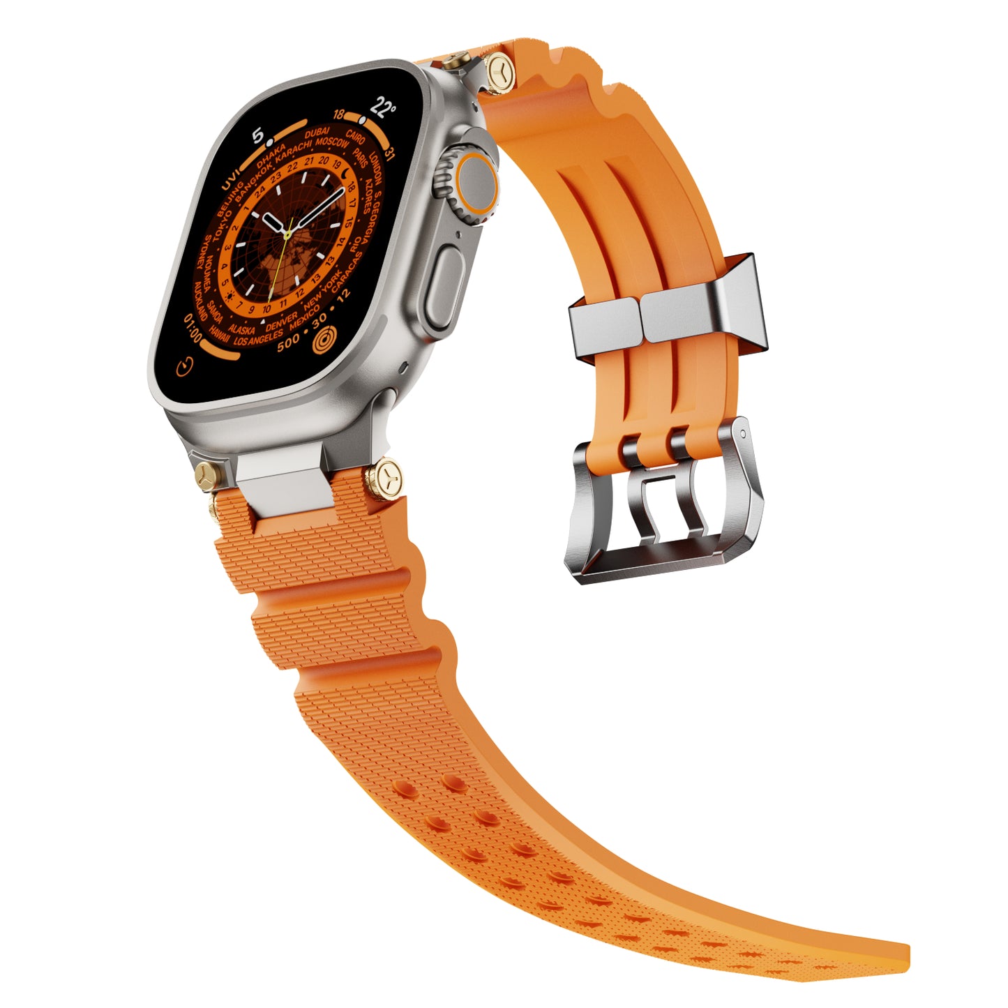 Dive Silicone Metal Connector Watch Band For Apple Watch