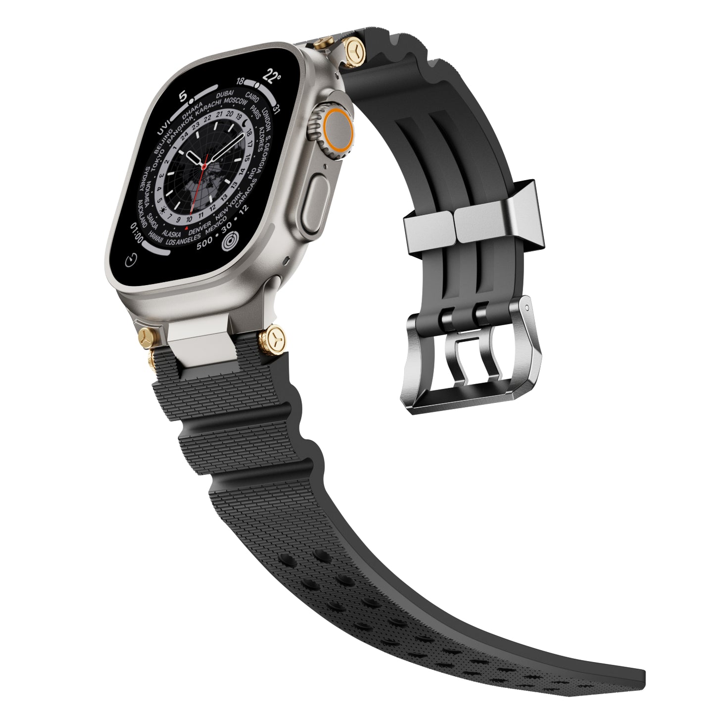 Dive Silicone Metal Connector Watch Band For Apple Watch
