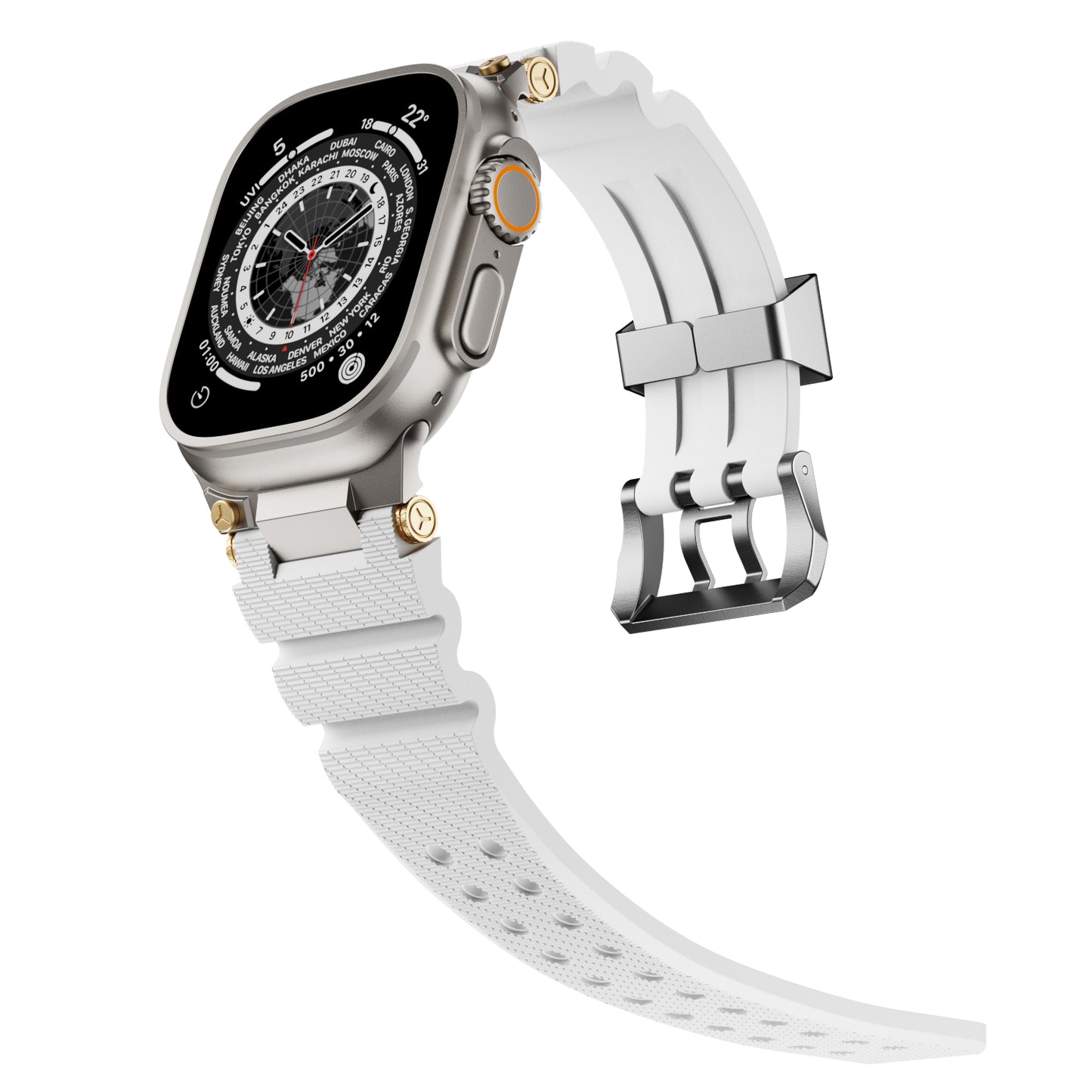 Dive Silicone Metal Connector Watch Band For Apple Watch