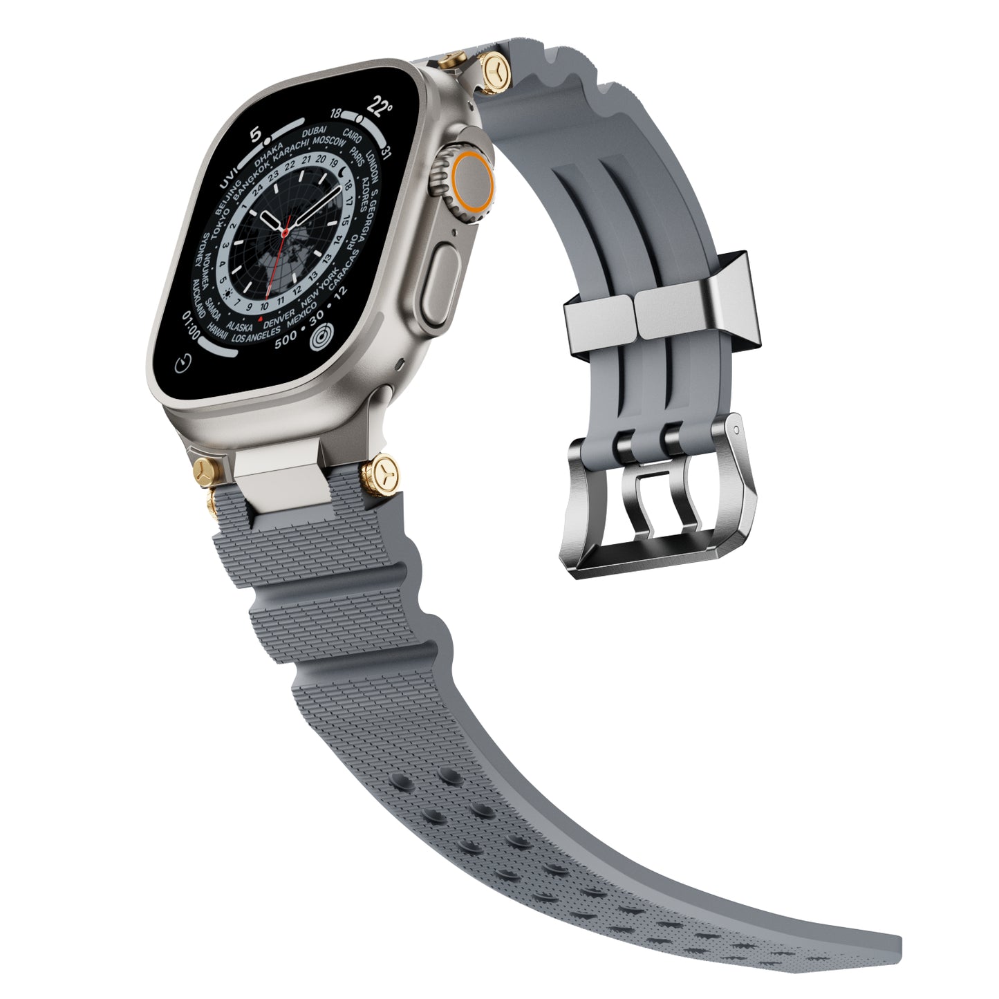 Dive Silicone Metal Connector Watch Band For Apple Watch