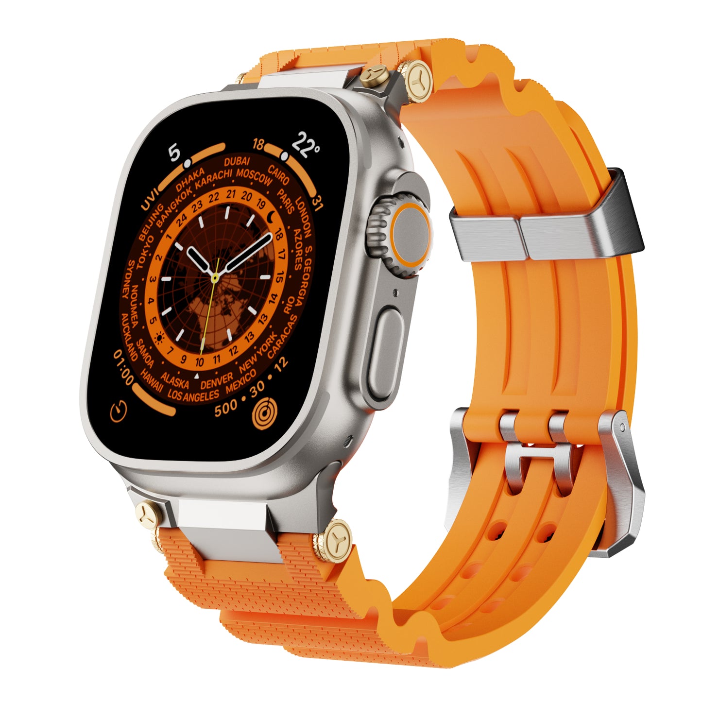 Dive Silicone Metal Connector Watch Band For Apple Watch