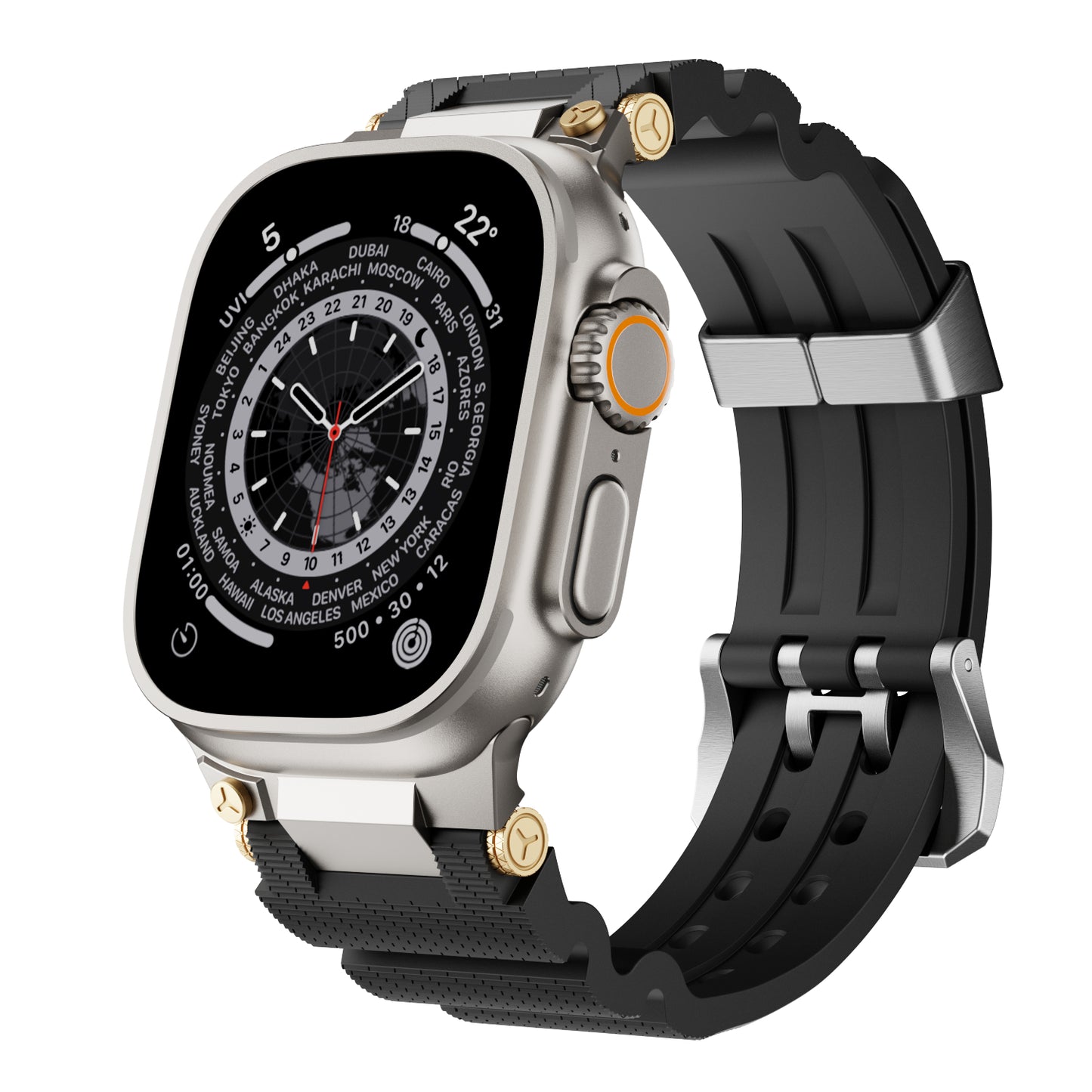 Dive Silicone Metal Connector Watch Band For Apple Watch