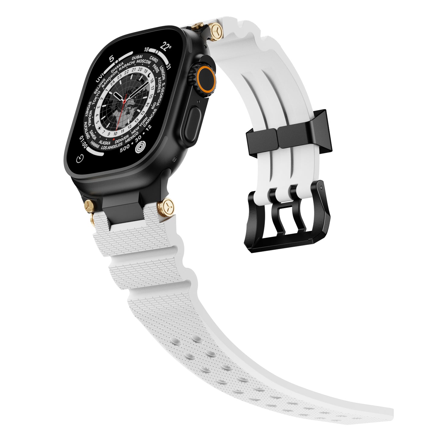 Dive Silicone Metal Connector Watch Band For Apple Watch
