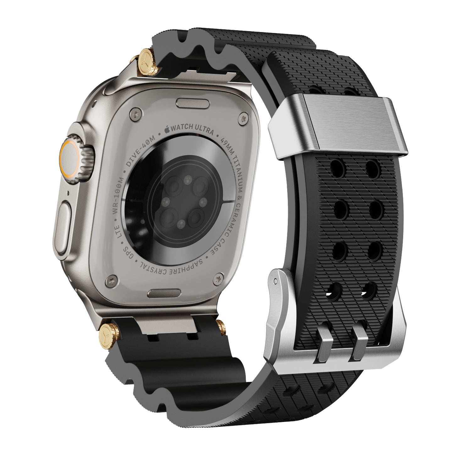 Dive Silicone Metal Connector Watch Band For Apple Watch